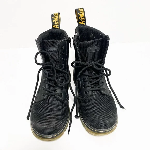 DR MARTENS BLACK COMBS J BLACK LACE UP & ZIPPER ANKLE BOOTS SIZE Little kid 2 - Picture 2 of 11